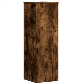 Support de pot 33x33x100 cm, bois d'ingénierie, couleur chêne fumé