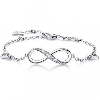 Billie Bijoux Unendlichkeit Damenarmband aus 925 Sterling – verstellbar, Zirkonia‑Verzierung, Muttertagsgeschenk