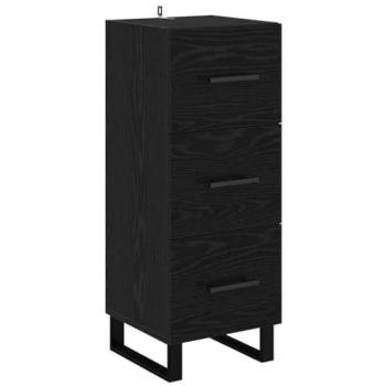 Black Oak Sideboard with Iron Accents – Engineered Wood, 34.5x34x90 cm, VidaXL