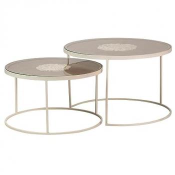 Set de Mesas Elegantes Metal-Madera 80x80x50cm y 70x70x40cm
