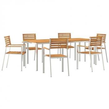 Set de salle à manger extérieure en bois dur – 7 pièces