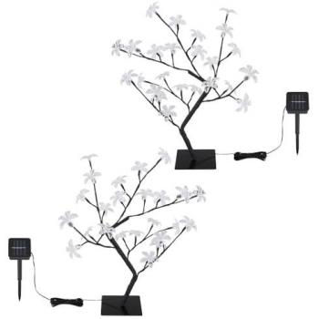 Lampada solare da giardino a forma di albero con fiori, altezza 60 cm