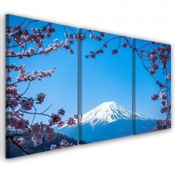 Triptyque Paysage Mont Fuji Bleu 60x40