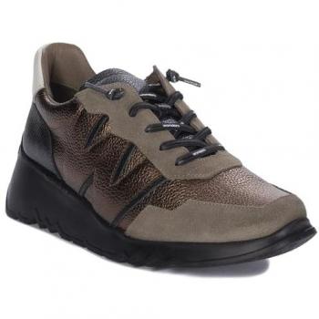 Wonders E-6750 Baskets Femme Cuir Taupe / Or 40