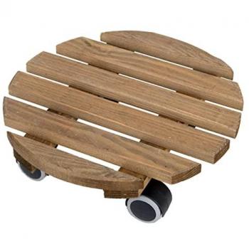 Rivanto Indoor Pflanzenschale – FSC‑Holz, 1 Stück, Ø 29 × H8,5 cm, Rollen