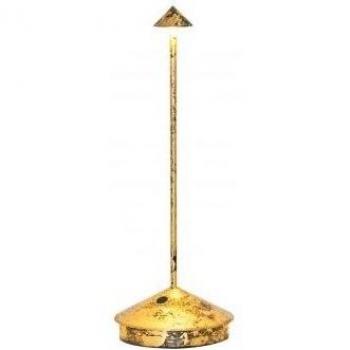 Illuminazione Zafferano, lampada da tavolo LED Pina Pro, nera con dettagli dorati craquelé