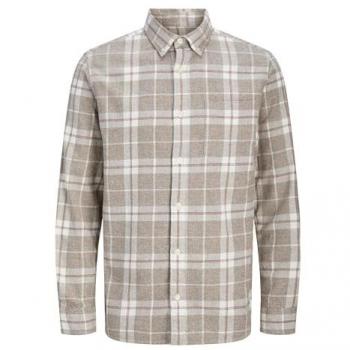 Camisa JACK & JONES con diseño greige y detalles en naranja