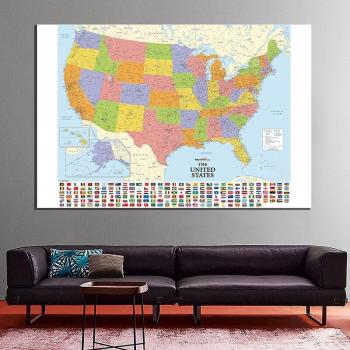 Lienzo Impresión de Mapas USA 84×59 cm