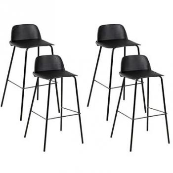 Conjunto de 4 taburetes Mora con asiento de plástico negro