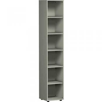 Rangement vertical 6 OH, 5 étagères, 400 x 400 x 2160 mm, teinte gris clair