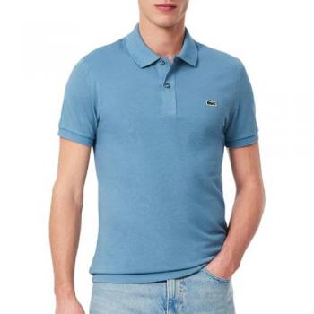 Polo de hombre lacoste en coton piqué, fit estrecho, color azul