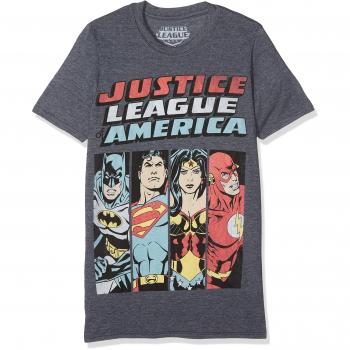 DC Comics Herren T-Shirt Jla Line Up Grau
