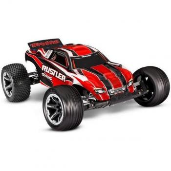 Traxxas Rustler Red 1/10 2WD Stadium Truck RTR Brushed con power pack e porta USB‑C 4 A