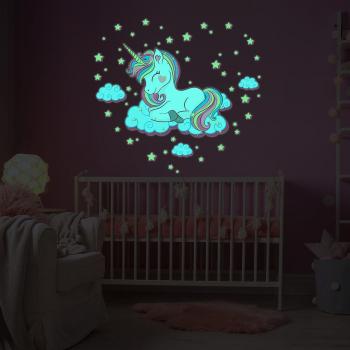 Vinilo Nube y Brillo: Sticker de Unicornio 90x105 cm