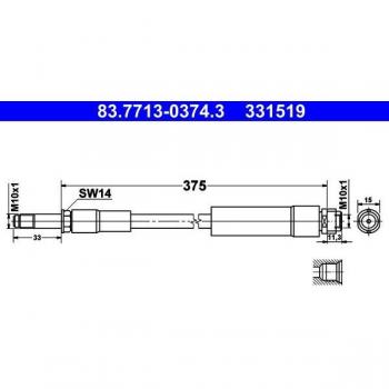 Bremsschlauch ATE 83.7713‑0374.3 für Mercedes Benz Modell
