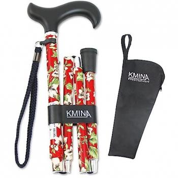 Bastón Kmina Pro Plegable Flores Rojas 1ud