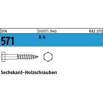 Sechskant Holzschraube DIN 571 10x180 A4 100 Stück