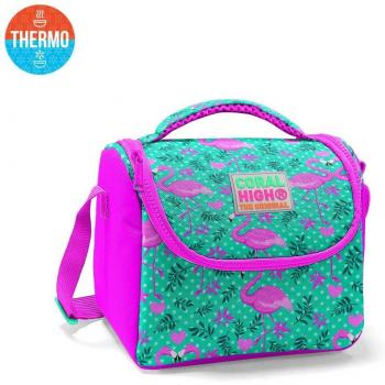 Coral High Kids Insulated Lunch Box with Flamingos