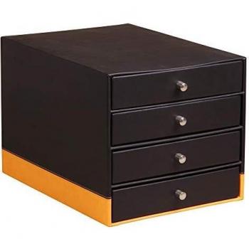 Rhodia 4-Schubladenbox aus Kunstleder, schwarz