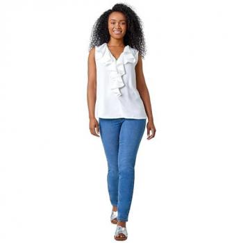 Roman Women's Frill Front Vest Top