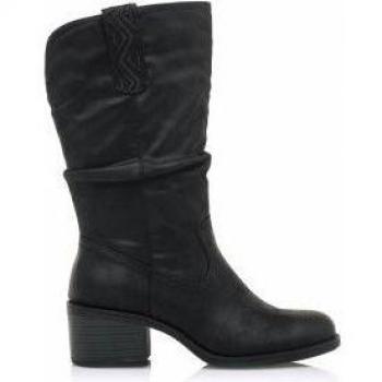 Bota MTNG Persea H 52761 Karma en Color Negro para Mujer con Tacón Bajo y Caña Arrugada de Efecto Madera