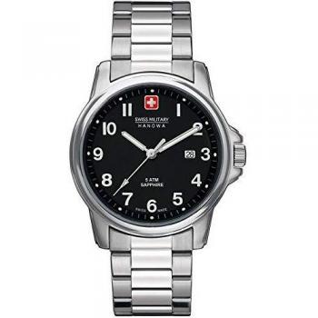 Swiss Military Men's Watch, Quartz, Black Dial, Silver Bracelet 6-5231.04.007