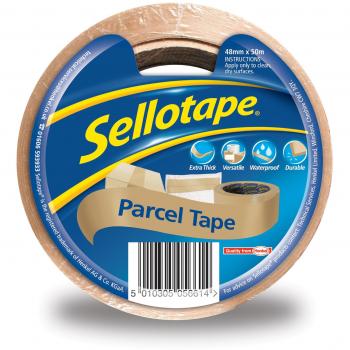 Sellotape Parcel Tape, Brown Tape for Packing, High-Strength Packaging Tape for Professional & Office Use, Packing Tape for Heavy Loads, 48 mm x 50 m