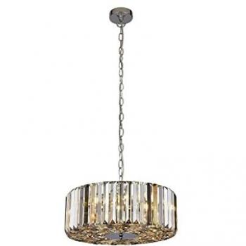 Suspensión “Cromo Luz” – 4 bombillas, cristal ámbar y transparente en acero dulce