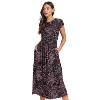 Roman Womens Patchwork Floral Stretch Jersey Dress
