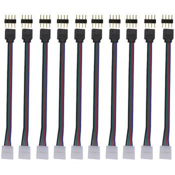 Fruushop 10× Connecteur PCB Mâle/Femelle 10 mm Noir – Compatible RGB 5050/3528