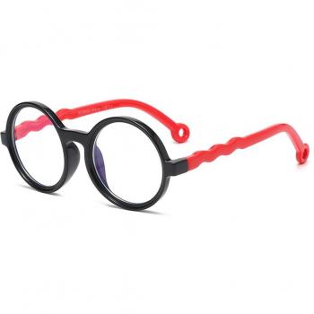 Gafas de protección contra luz azul para niños, marco redondo de silicona, lentes UV400, antitensión ocular, para 3-10 años