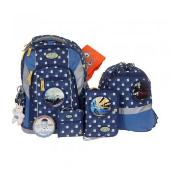 Karo‑Blue Schulranzen‑Set „Loop Auto“ – 7‑teilig