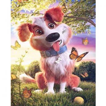Animal Theme Diamond Canvas: 20x30cm Circular Cross Stitch Wall Painting