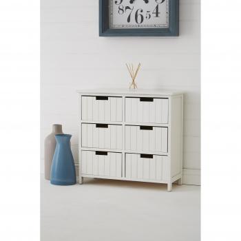 White Bedroom Chest of Draws with 6 Compartments