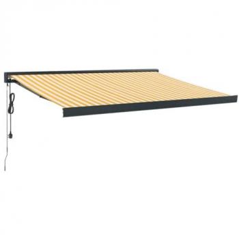 Expandable awning – Yellow/White – 3.5m by 2.5m – fabric/aluminium
