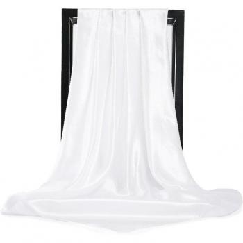 Large Black Satin Scarf for Women, 90x90cm Square Silk Wrap