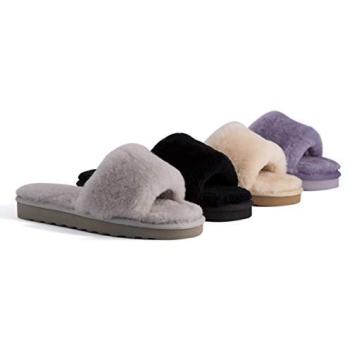 Aus Wooli Luxe Fluffy Sheepskin Slides – Black (Size 9)