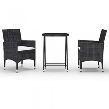 Sitzgruppe 3-teilig Poly Rattan Schwarz