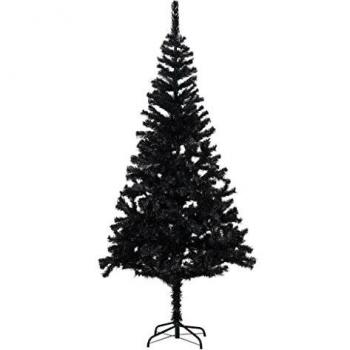 VidaXL 210 cm PVC Christmas Tree with Stand Black