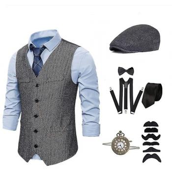 Ensemble de Fête Gatsby 1920 pour Homme Cravate Grise M