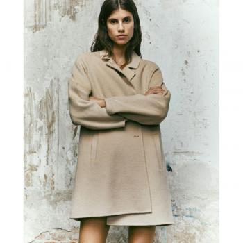Beigefarbener Damenmantel Pepe Jeans Solange – Größe L, Wollstoff, casual