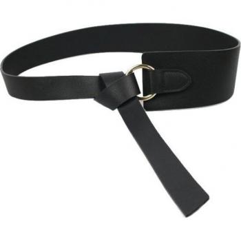 Corbata de Cintura Ancha en Negro con Detalle de Obi