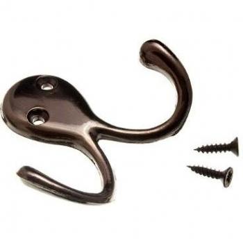 TWIN HAT AND ROBE COAT HANGER CLOTHES HOOK BRONZED + SCREWS