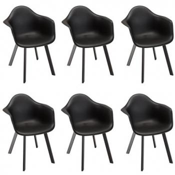 Lot de 6 Fauteuils Noirs Dossier Arrondi Macabane MALO