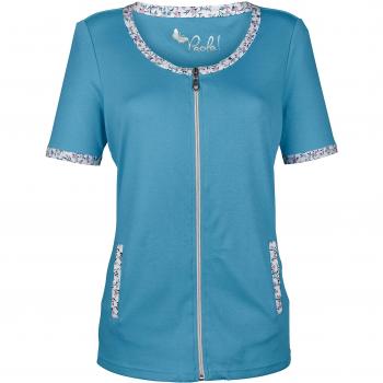 Schlichte Damen Shirtjacke mit farbiger Paspel 54 (Paola)