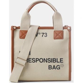 V73 One Size Beige Canvas Handbag for Women