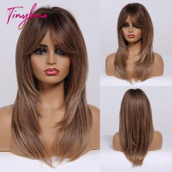 TINY LANA Black Brown Ombre Straight Wig for Parties