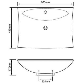 Contemporary Rectangular Ceramic Sink with Overflow