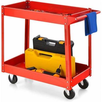 Chariot d’Outils Servante Double Étage – 100 kg – Noir Métallique