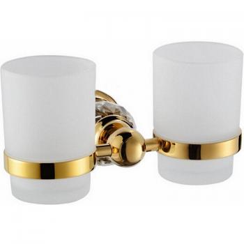 Soporte para cepillos de dientes y tazas, portavasos dorado de cristal y latón, CY015